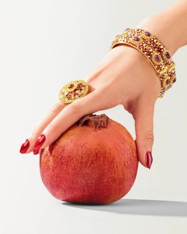 Jeweled hand with rings, close detail