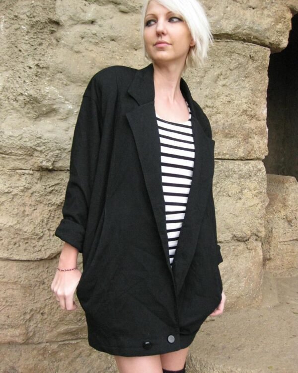 Structured Wool-Blend Blazer, Double-Breasted